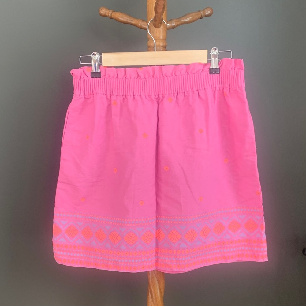 Pink Embroidered Paper Bag Skirt